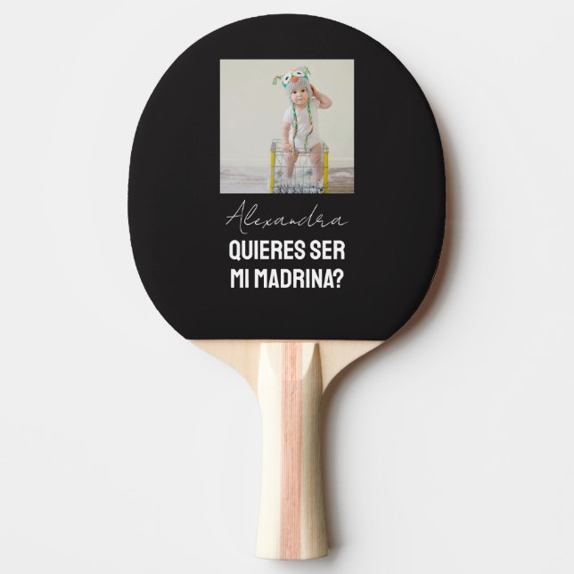 Raquete De Ping Pong Quieres Ser Mi Madrina Godparent Proposal Sports (Frente)