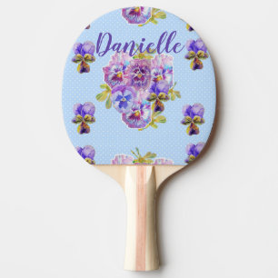 Raquete De Ping Pong Rachado Chic Flores Azuis Floral Remo de Ping Pong