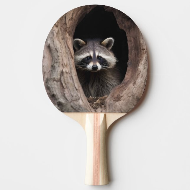 Raquete De Ping Pong Racoon na Caverna das Árvores (Frente)