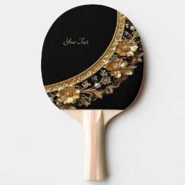 Raquete De Ping Pong Racquete de Ping Pong com Flores Douradas Ornament