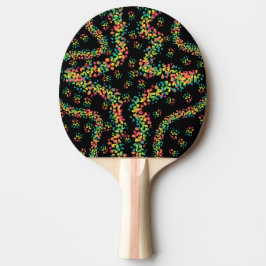 Raquete De Ping Pong Rainbow Colored Seurat Style Pointillism Pattern