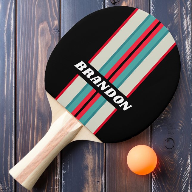 Raquete De Ping Pong Rally Strike do Arco-Íris retroativo com Nome (Criador carregado)