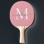 Raquete De Ping Pong Rapariga Blush Monograma Cor-de-Rosa Monograma, Sc<br><div class="desc">Cinza Rosa Rosa Rosa Rosa Rosa Rosa Rosa Rosa Cinza Moderno Nome do Script Elegante Ping Pong Pino</div>