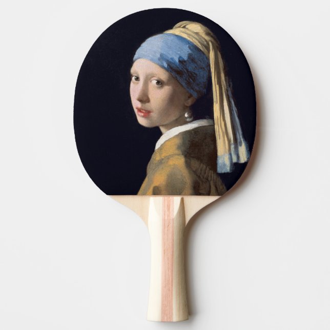 Raquete De Ping Pong Rapariga com pérolas a ouvir o Johannes Vermeer (Frente)
