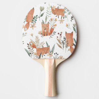 Raquete De Ping Pong Raposas nos prados: Aquarela sem costura