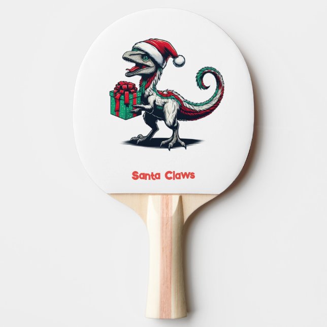 Raquete De Ping Pong Raptor de chapéu de Natal (Frente)
