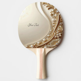 Raquete De Ping Pong Raque de Ping Pong Floral Ornamentado Dourado Eleg