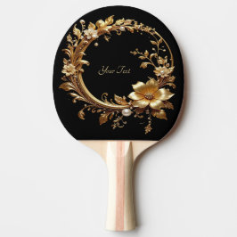Raquete De Ping Pong Raque de Ping Pong Ornada Floral Dourada