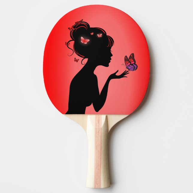 Raquete De Ping Pong Raquette De Ping Pong La femme papillons rouges (Frente)