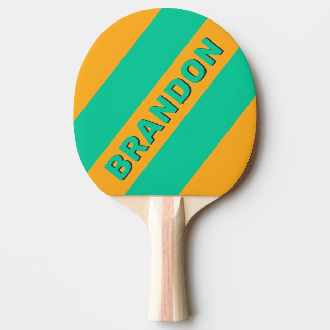 Raquete De Ping Pong Rasgos Tropicais Retroativos em negrito com Nome (Frente)