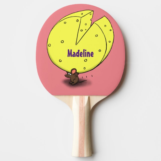 Raquete De Ping Pong Rato bonito com ilustração de desenho animado de q (Frente)