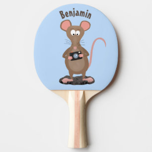 Raquete De Ping Pong Rato engraçado com ilustração de desenho animado c