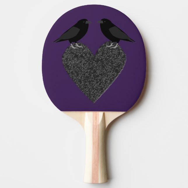 Raquete De Ping Pong Ravens Góticos e Coração Negra (Frente)