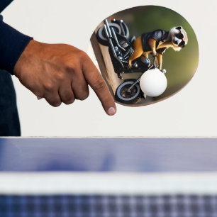 Raquete De Ping Pong Rebel Meerkat: Penas, óculos de sol e motocicleta