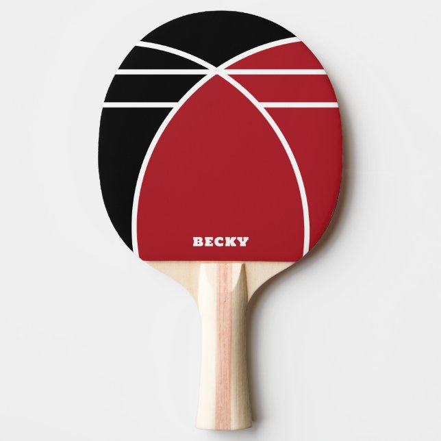 Raquete De Ping Pong Red and Black Personalized Ping Pong Paddle (Frente)