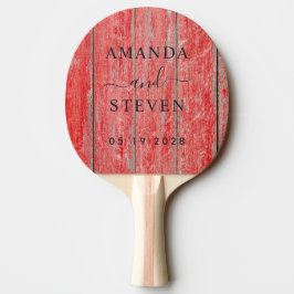 Raquete De Ping Pong Red Barn Boards Nomeia Casal com Data do Casamento