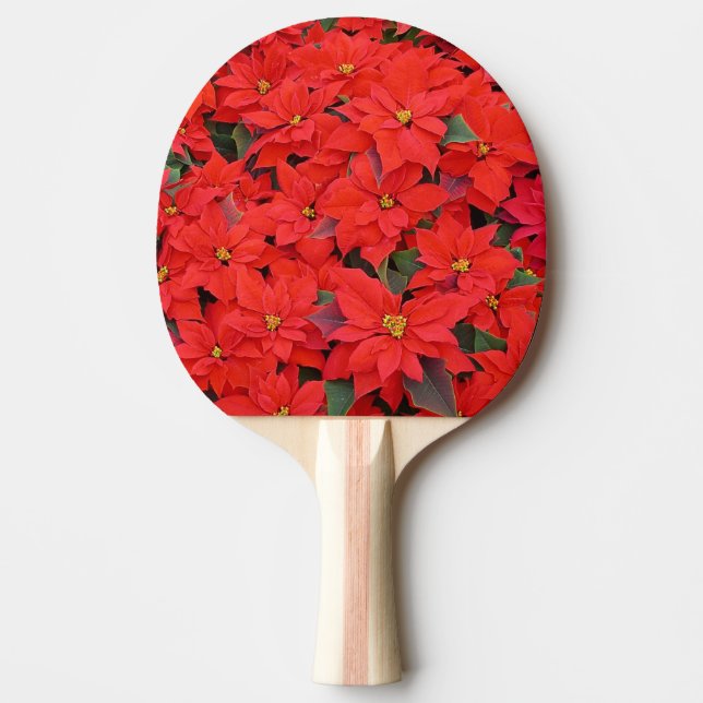 Raquete De Ping Pong Red Poinsettias I Festa Floral de Natal (Frente)