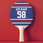 Raquete De Ping Pong Red White Blue Sports Jersey Nome Personalizado Nú<br><div class="desc">Se você é dono de uma equipe de futebol de fantasia,  faça seus próprios produtos e mostre aos seus amigos! Ou...  você joga futebol Segundo grau e quer uma lembrança? Este design é perfeito para qualquer atleta jogando futebol ou beisebol.</div>