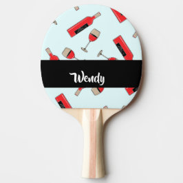Raquete De Ping Pong Red wine bottles and glasses pattern