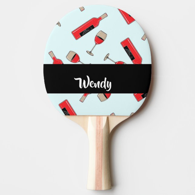 Raquete De Ping Pong Red wine bottles and glasses pattern (Frente)