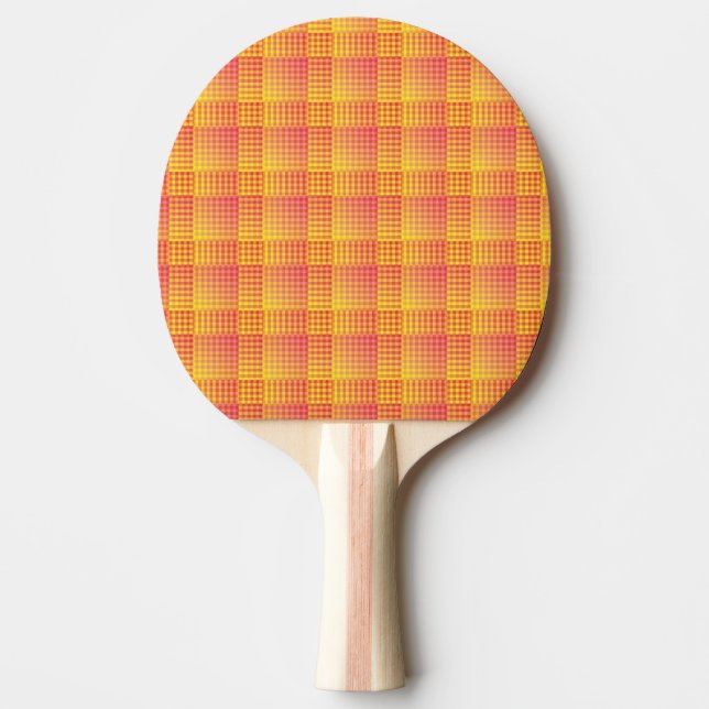 Raquete De Ping Pong Red Yellow Checker Abstract Pattern (Frente)
