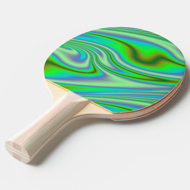 Raquete De Ping Pong Redemoinho abstrato verde (Verso inclinado)