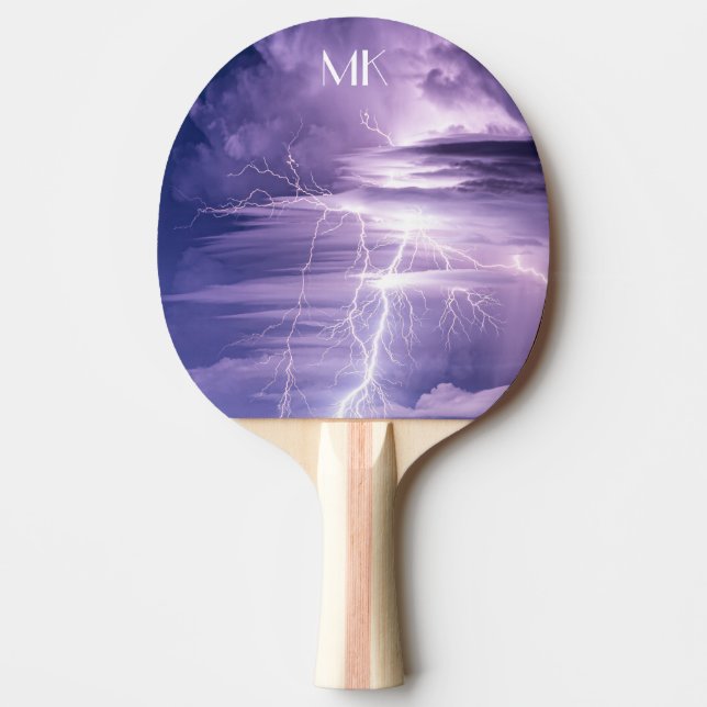 Raquete De Ping Pong Relâmpago de Céu Roxo Personalizado (Frente)