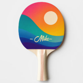 Raquete De Ping Pong Remo de Ping Pong Abstrato Onda do Pôr do Sol Nome
