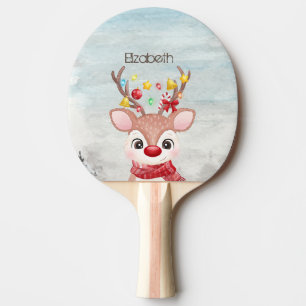 Raquete De Ping Pong Rena de Natal Adorável