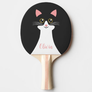 Raquete De Ping Pong Retrato preto de Meio século bonito