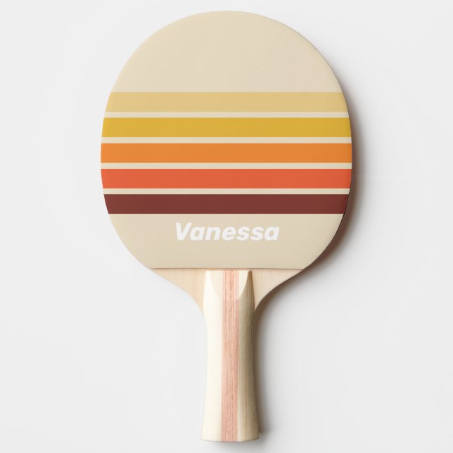 Raquete De Ping Pong Retro Across Striping with Name (Frente)