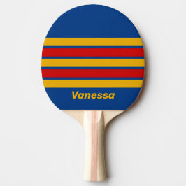 Raquete De Ping Pong Retrô Afetuoso com Listras e Nome