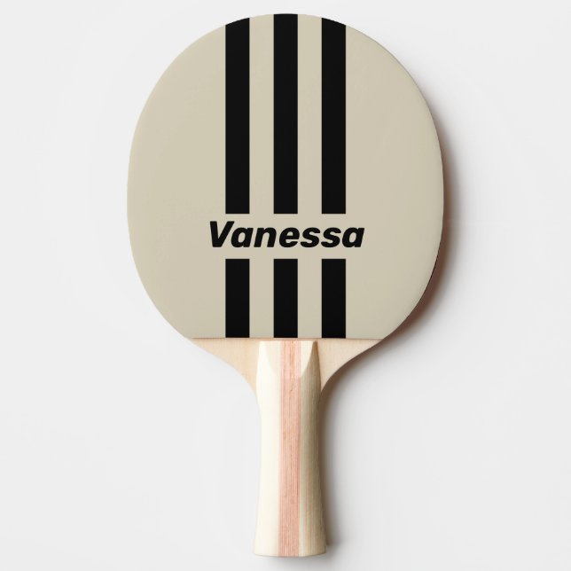 Raquete De Ping Pong Retro Alabaster Three Pin Stripes with Name (Frente)