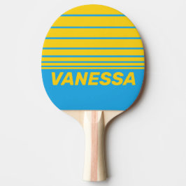 Raquete De Ping Pong Retro Aqua Reef Horizon Striping with Name