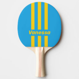 Raquete De Ping Pong Retro Aqua Reef Three Pin Stripes with Name