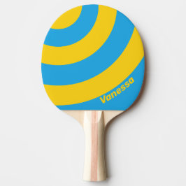 Raquete De Ping Pong Retro Aqua Reef Três Listras em Círculo com Nome
