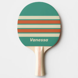 Raquete De Ping Pong Retrô Atemporal com Listras e Nome