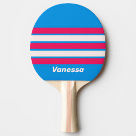 Raquete De Ping Pong Retro Azul Esmagar Faixas com Nome