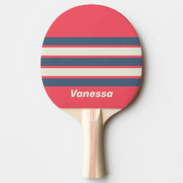 Raquete De Ping Pong Retro Beach Club Across Striping with Name