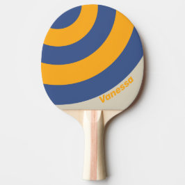 Raquete De Ping Pong Retro Blue Crush Pôr do Sol Círculo Listra com Nom