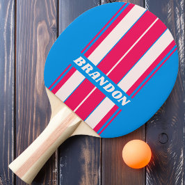 Raquete De Ping Pong Retro Blue Crush Prancha Listras com Nome