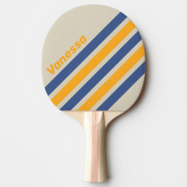 Raquete De Ping Pong Retro Blue Crush Sunset Angled Striping with Name