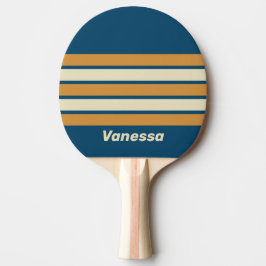 Raquete De Ping Pong Retro Blue Wave Across Striping with Name