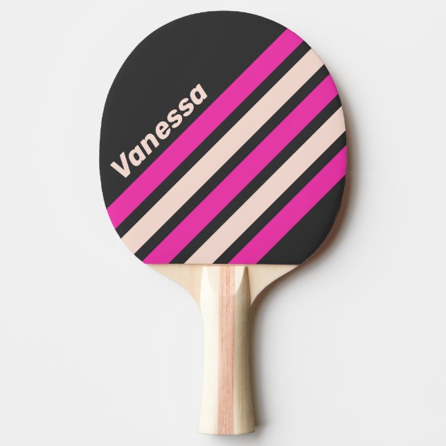 Raquete De Ping Pong Retro Bubblegum Angled Striping with Name (Frente)