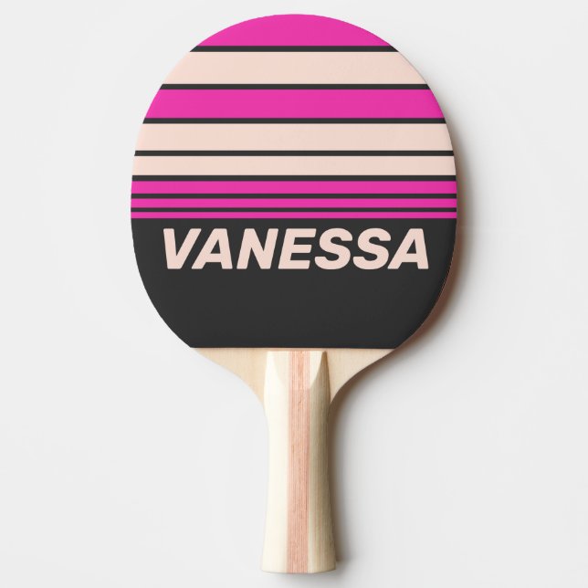 Raquete De Ping Pong Retro Bubblegum Horizon Striping with Name (Frente)