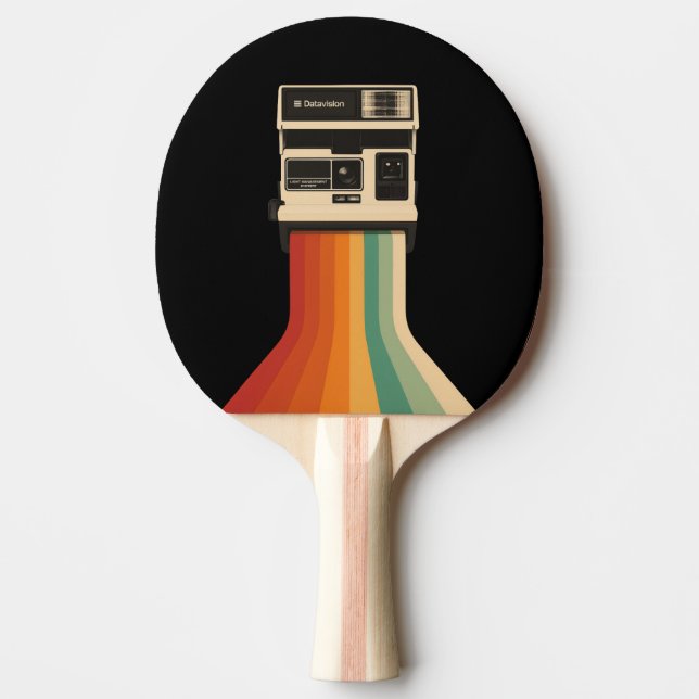 Raquete De Ping Pong Retro Camera with Rainbow Print (Frente)