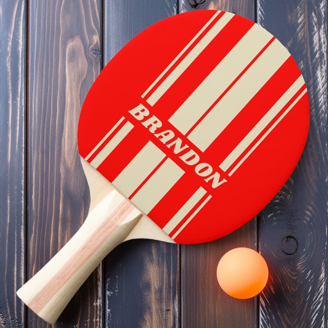 Raquete De Ping Pong Retro Cherry Board Listras com Nome (Criador carregado)