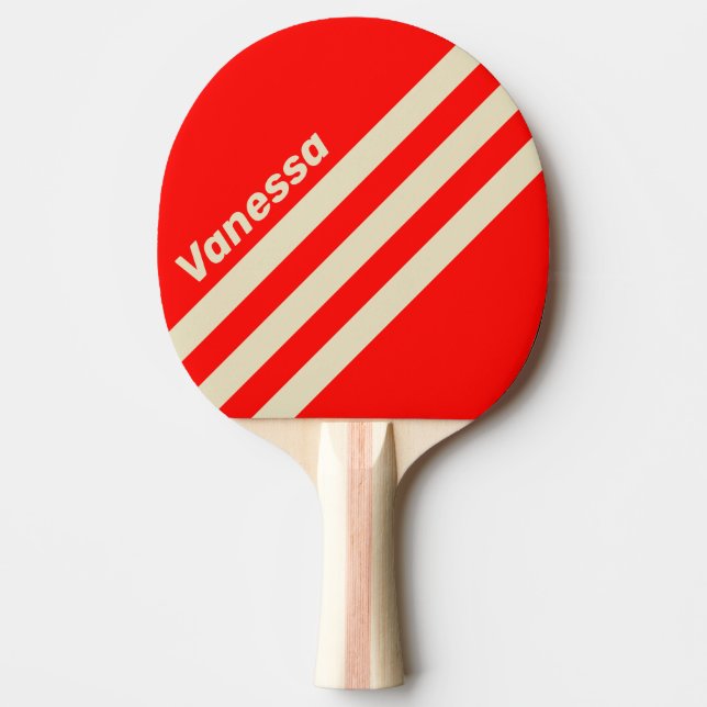 Raquete De Ping Pong Retro Cherry Three Angled Striping with Name (Frente)