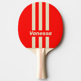Raquete De Ping Pong Retro Cherry Three Pin Stripes with Name