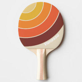 Raquete De Ping Pong Retro Circle Stripe with Name